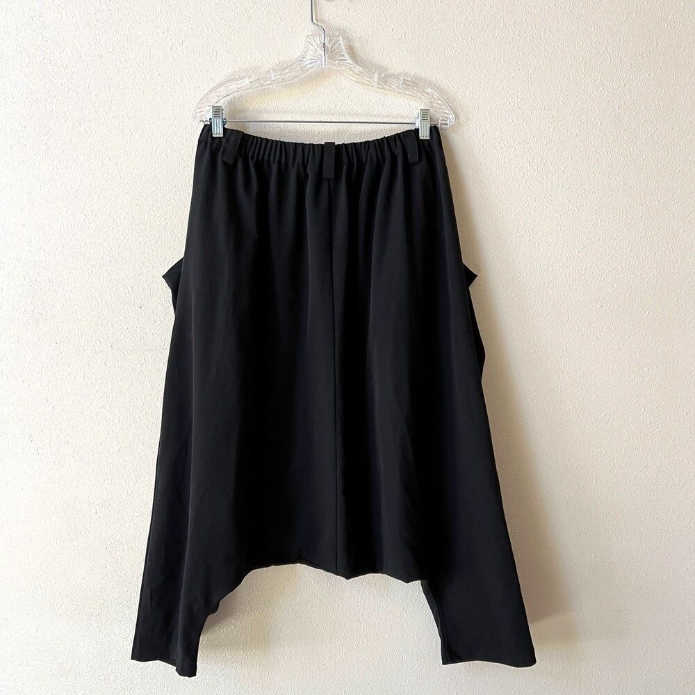 Moyuru Black Harem Pants Size Large With Pockets Artsy Lagenlook Rayon Polyester - Picture 5 of 5